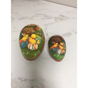 Pr Vintage German‎ Nesting Paper Mache Fillable Easter Eggs Hen Chicks Eggs